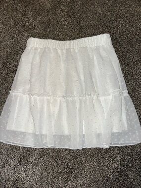 SHEIN White Swiss Dot Tiered Mini Skirt
